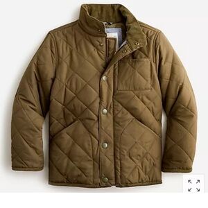 J CREW Boys Jacket XL QUILTED FIELD Coat Loden Green Winter Zip Snap NWT